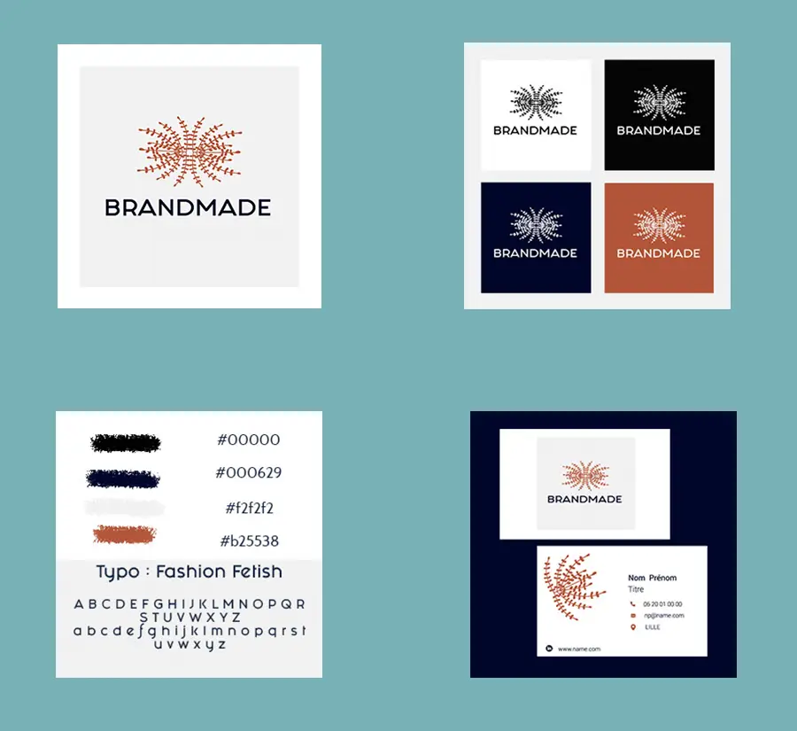 La charte Graphique d une identite visuelle Photo montage d'une charte graphique et des informations couleurs, typographies, déclinaison ...