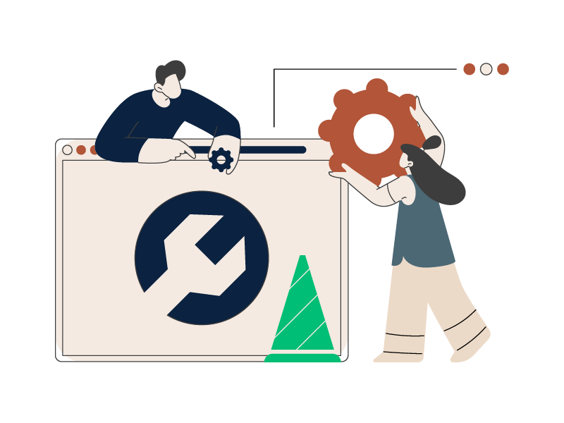 illustration pour insister sur la nécessité d une maintenance de site avec clé et roue dentelée